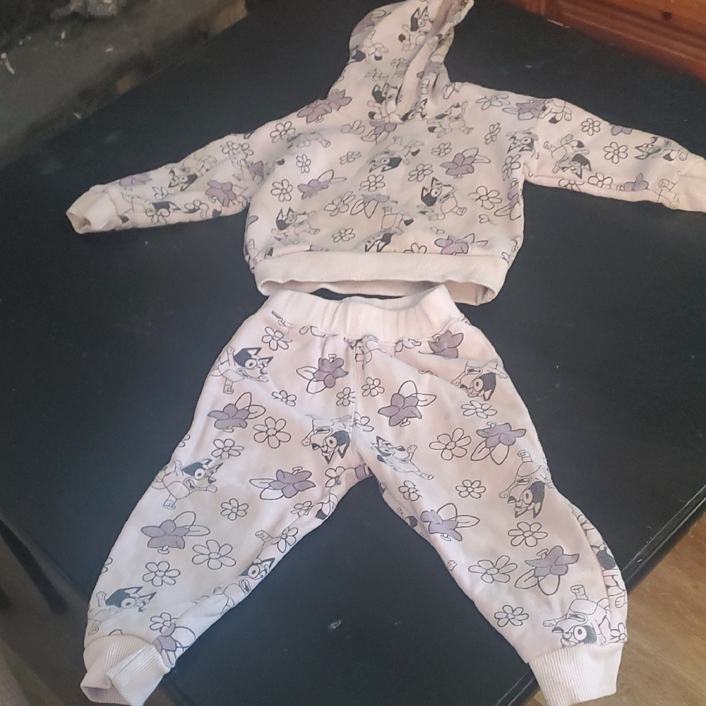 Kids Floral & Fox Matching Hoodie Set - Light Pink